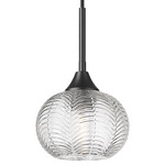 Berkshire Cord Hung Pendant - Matte Black / Clear