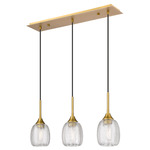 Berkshire 5CL Linear Multi Light Pendant - Brushed Brass / Clear