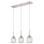 Berkshire 5CL Linear Multi Light Pendant - Brushed Satin Nickel / Clear