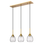 Berkshire 6CL Linear Multi Light Pendant - Brushed Brass / Clear