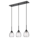 Berkshire 6CL Linear Multi Light Pendant - Matte Black / Clear