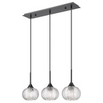 Berkshire 7CL Linear Multi Light Pendant - Matte Black / Clear