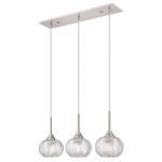 Berkshire 7CL Linear Multi Light Pendant - Brushed Satin Nickel / Clear