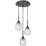 Berkshire Multi Globe Cord Hung Pendant - Matte Black / Clear