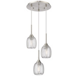 Berkshire Multi Globe Cord Hung Pendant - Satin Nickel / Clear