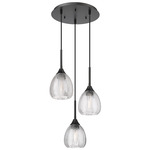 Berkshire Multi Globe Cord Hung Pendant - Matte Black / Clear