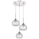 Berkshire Multi Globe Cord Hung Pendant - Polished Nickel / Clear