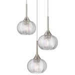 Berkshire Multi Globe Cord Hung Pendant - Satin Nickel / Clear