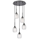 Berkshire Multi Globe Cord Hung Pendant - Matte Black / Clear
