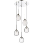 Berkshire Multi Globe Cord Hung Pendant - Polished Nickel / Clear