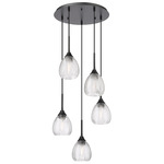 Berkshire Multi Globe Cord Hung Pendant - Matte Black / Clear