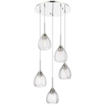 Berkshire Multi Globe Cord Hung Pendant - Polished Nickel / Clear