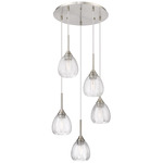 Berkshire Multi Globe Cord Hung Pendant - Satin Nickel / Clear