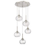 Berkshire Multi Globe Cord Hung Pendant - Satin Nickel / Clear