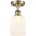 Ballston Bridal Veil Semi Flush Ceiling Light - Antique Brass / Gloss White