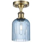 Ballston Bridal Veil Semi Flush Ceiling Light - Antique Brass / Princess Blue