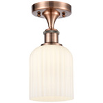 Ballston Bridal Veil Semi Flush Ceiling Light - Antique Copper / Gloss White