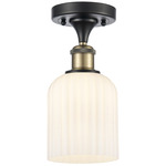 Ballston Bridal Veil Semi Flush Ceiling Light - Black Antique Brass / Gloss White