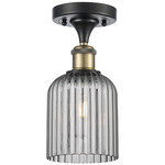 Ballston Bridal Veil Semi Flush Ceiling Light - Black Antique Brass / Smoke