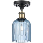 Ballston Bridal Veil Semi Flush Ceiling Light - Black Antique Brass / Princess Blue