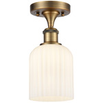 Ballston Bridal Veil Semi Flush Ceiling Light - Brushed Brass / Gloss White