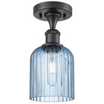 Ballston Bridal Veil Semi Flush Ceiling Light - Matte Black / Princess Blue