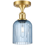 Ballston Bridal Veil Semi Flush Ceiling Light - Satin Gold / Princess Blue