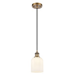 Bridal Veil 516 Cord Pendant - Brushed Brass / Gloss White