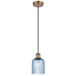 Bridal Veil 516 Cord Pendant - Brushed Brass / Princess Blue