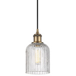 Ballston Cord Hung Bridal Veil Pendant - Brushed Brass / Clear