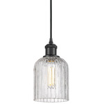 Ballston Cord Hung Bridal Veil Pendant - Matte Black / Clear