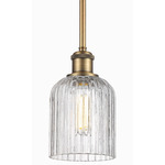 Ballston Stem Hung Bridal Veil Pendant - Brushed Brass / Clear