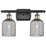 Bridal Veil 516 Bathroom Vanity Light - Black / Antique Brass / Light Smoke