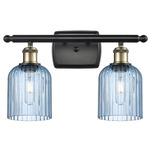 Bridal Veil 516 Bathroom Vanity Light - Black / Antique Brass / Princess Blue