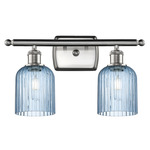 Bridal Veil 516 Bathroom Vanity Light - Brushed Satin Nickel / Princess Blue