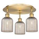 Bridal Veil 516 Triple Semi Flush Ceiling Light - Brushed Brass / Mercury