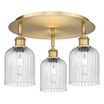 Bridal Veil 516 Triple Semi Flush Ceiling Light - Brushed Brass / Seedy