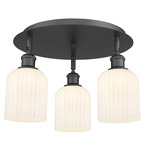 Bridal Veil 516 Triple Semi Flush Ceiling Light - Matte Black / Gloss White