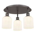 Bridal Veil 516 Triple Semi Flush Ceiling Light - Oil Rubbed Bronze / Gloss White