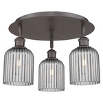 Bridal Veil 516 Triple Semi Flush Ceiling Light - Oil Rubbed Bronze / Light Smoke
