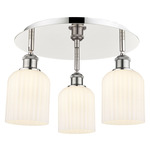 Bridal Veil 516 Triple Semi Flush Ceiling Light - Polished Nickel / Gloss White