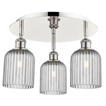 Bridal Veil 516 Triple Semi Flush Ceiling Light - Polished Nickel / Light Smoke