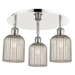 Bridal Veil 516 Triple Semi Flush Ceiling Light - Polished Nickel / Mercury