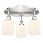 Bridal Veil 516 Triple Semi Flush Ceiling Light - Satin Nickel / Gloss White