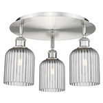 Bridal Veil 516 Triple Semi Flush Ceiling Light - Satin Nickel / Light Smoke