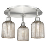Bridal Veil 516 Triple Semi Flush Ceiling Light - Satin Nickel / Mercury