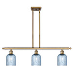 Bridal Veil 516 Linear Chandelier - Brushed Brass / Princess Blue