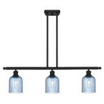 Bridal Veil 516 Linear Chandelier - Matte Black / Princess Blue