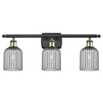 Bridal Veil 516 Bathroom Vanity Light - Black / Antique Brass / Light Smoke