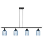 Bridal Veil 516 Linear Chandelier - Matte Black / Princess Blue